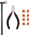 Archery Bow String Nocking Points Kit With T Square Ruler, Nocking Buckle Pliers, And 8 Nocking Buckles displayed