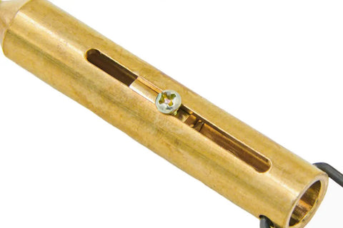 Brass Inline Universal Nipple Pick For Muzzleloading Breech Cleaning showing side view with screw and slot, ideal for flash holes.