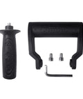 Ergonomic Side Handle for Angle Grinders with a Grip That Holds like Glue Utilizes 10Mm Thread, features solid rubber grip and attachment screws.