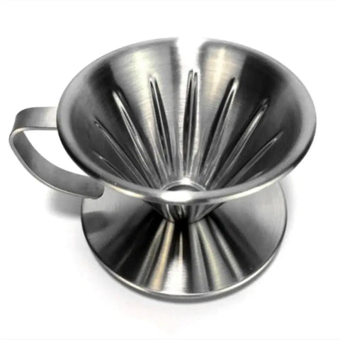 Pour Over Coffee Dripper With Stainless Steel Cone Filter, Reusable V Shaped Dripper With Handle, durable metal design