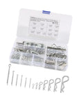 210 Piece Stainless Steel Cotter Pin Kit With Hairpin Pins And R Clips For Automotive, Home, And Industrial Use, Full Range Of Sizes For Quick Fixes, Maintenance, And Heavy Duty Projects, assorted pins in labeled storage box