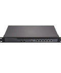 Top Shelf 1U Rackmount Firewall Rig With Intel Core I7 13700T, 32Gigs Ram, 512Gig Ssd, front view with six ports.