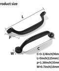 Two Pack 3-3/4 Inch Hole Center Matte Black Cabinet Pulls, Heavy Duty Solid Drawer Handles For Kitchen Vanity And Bathroom By CABDM dimensions