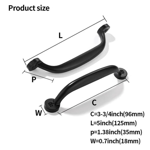 Two Pack 3-3/4 Inch Hole Center Matte Black Cabinet Pulls, Heavy Duty Solid Drawer Handles For Kitchen Vanity And Bathroom By CABDM dimensions