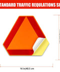 Badass Slick Adhesive Orange Smv Triangle Sign With Diamond Grade Reflective Dot Compliant High Visibility Safety Emblem For Golf Cart Utk Tractor Utility Rider Smooth displayed on a white background, measuring 16x14 inches.