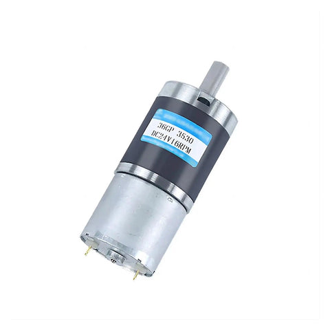 36mm Dc Planetary Gear Motor With 8mm Shaft And 12V 24V Dual Power showing a silver and black motor with a 8mm shaft for robotic applications.
