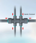 Diagram of 6 Way Plug And Play Quick Connector 12 To 6mm Drip Irrigation Kit Accessories For Garden Watering System showing connections.