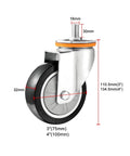 Beefy Heavy Duty PU Swivel Caster Wheels With MX Threaded Stem showing dimensions for industrial carts workbenches machinery