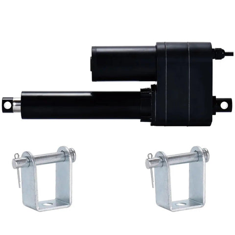 Heavy Duty DC 24V Electric Linear Actuator delivering 2000N push and pull power with aluminum housing and mounting brackets.