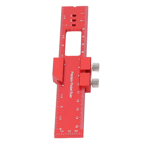 6 Inch Woodworking Ruler With Adjustable Sliding Stop, Aluminum Alloy Pocket Ruler with engraved scales for cabinets and DIY