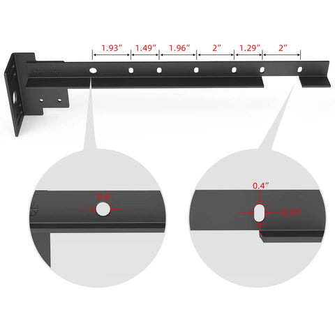 Level Up Your Sleep Setup With These Tough As Nails Bed Frame Footboard Extension Brackets Set Fits Twin Through King Sizes smooth black steel brackets with measurements.