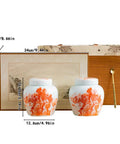 Top Shelf Slick Ceramic Tea Canister Set Featuring Sealed Lids For Loose Leaf Tea Coffee Beans Spices And Easy Pantry Organization Stylish Multi Jar Vessel For Home Use with floral design and measurements.