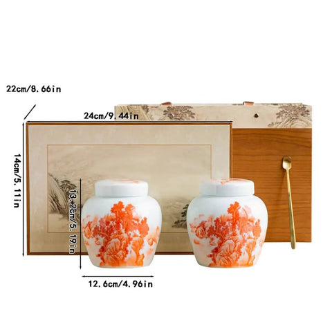 Top Shelf Slick Ceramic Tea Canister Set Featuring Sealed Lids For Loose Leaf Tea Coffee Beans Spices And Easy Pantry Organization Stylish Multi Jar Vessel For Home Use with floral design and measurements.