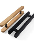 Solid Wood Door Handle For Glass And Wooden Doors Push Pull Style With Smooth Grip Anti Corrosion Finish Two Color Options