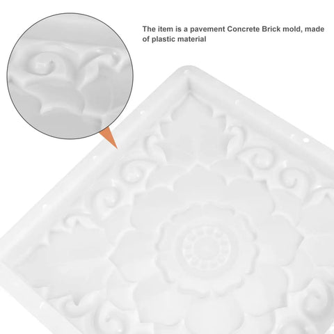 Heavy Duty Reusable Concrete Molds For Walkways And Patios Large Plastic Square Paver Molds detailed floral pattern