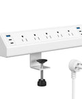 Desk Edge Clamp Power Strip With USB C Charging Station 40W Fast Charging 4 PD 20W USB C Ports 5 Outlet Surge Protector Fits 1.96 Inch