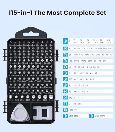 Image of All In One 115 In 1 Precision Screwdriver Set With Magnetic Bits DIY Mini Repair Kit, showing 100 bits and opening tools.