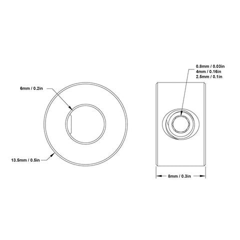 Diagram of 10Pcs 6Mm Bore Shaft Collar Set With Hex Screws Lock Ring For Robots And DIY Projects dimensions and design features.
