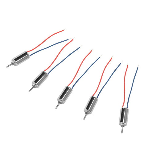 Five High Speed Coreless Micro DC Motor 4 Point 5V 32250RPM For Model Aircraft And RC Drones 5 Pack placed in a row.