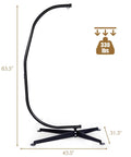 Heavy Duty C Type Hammock Stand Portable and Detachable for Hanging Hammocks Air Chairs Porch Swings Outdoor and Indoor Use Fits Most Chairs With 360 Degree Rotation Easy Assembly Durable Steel Frame dimensions shown