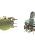 Five Pack 1M Ohm Rotary Potentiometers Top Adjustment 3 Pin With Single Linear Taper Knurled 6mm Shaft 7mm Mounting Hole view