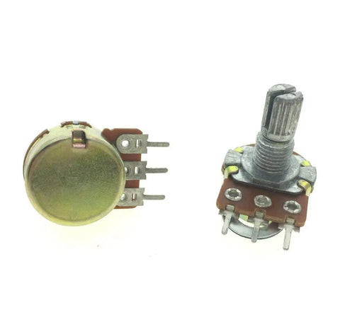 Five Pack 1M Ohm Rotary Potentiometers Top Adjustment 3 Pin With Single Linear Taper Knurled 6mm Shaft 7mm Mounting Hole view