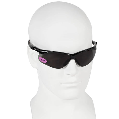 Nemesis Vision Correction Safety Sunglasses With 1.5 Diopters, Black Frame, Smoke Lenses, Sporty Flexible Lightweight Glasses Display