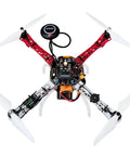 Top view of a quadcopter equipped with a 20A Brushless ESC For Multi Rotor DIY Drones With XT60 And 3.5mm Bullet Plugs Pre Soldered OneShot125.