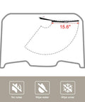 Universal Fifteen Point Six Inch UTV And Golf Cart Wiper Blade With Manual Arm Kit on windshield diagram showing wipe area.