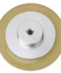 Saluaqui Industrial Encoder Wheel 200mm 250mm 300mm Rubber Aluminum Alloy Anti Slip Anti Deformation Wear with Wrench Screws for Rotary Encoder Meter Measuring (200) close-up view of rubber wheel with aluminum center.