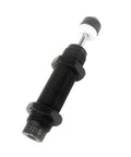 Tough As Nails Hydraulic Shock Absorber With A Precise M12 X 1.0 Compensation Buffer, black metal, industrial grade, detailed view.
