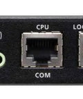 Top Shelf 4K DisplayPort KVM Switch Over IP With Local Or Remote Access, Virtual Media Capability, Dual Power And LAN Redundancy rear panel showing ports.
