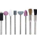 8 different heads from the 34Pcs Rotary Tool Accessories Kit For Electric Grinding Sanding Polishing And Carving