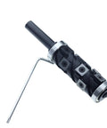Rock Solid Spiral Flush Trim Router Bit Set With Half Inch Shank Dual Bearing Template Guide showing carbide inserts and holder.