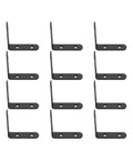 Heavy Duty L Shaped Stainless Steel Corner Brackets 12 Pack in black, ideal for sturdy right angle connections.