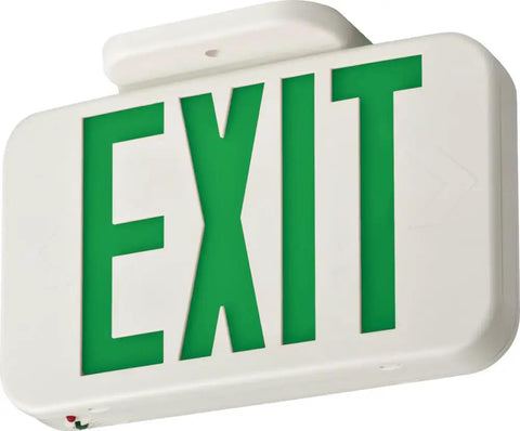 Single-Sided LED Exit Sign With Thermoplastic Housing And Switchable Red Or Green, AC Powered, Includes Extra Faceplate, White Finish