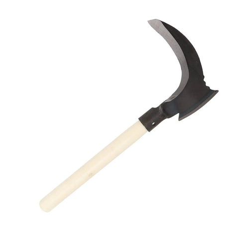 Double Sickle Garden Tool With High Manganese Steel Blade, Heavy Duty Handheld Scythe For Mowing Grass, Pruning Trees, And Outdoor Yard Work