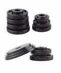 Stacked bushings and sleeve plates from Front Wheel Drive Bearing Removal Tool Set With Press Kit And Adapters For On Vehicle Bearing Replacement