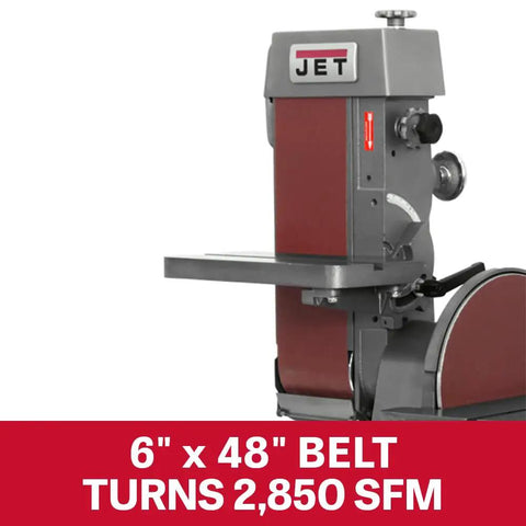 Heavy Duty 6 By 48 Inch Belt And 12 Inch Disc Combination Sander equipped with 1 5 HP motor and slotted table.