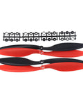 Red and black 1045 10x4.5 propellers set, 8 CW 8 CCW, for F450 F550 S550 S500 quadcopters, high strength nylon, lightweight