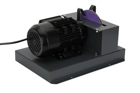 Rock Solid Lawn Mower Blade Sharpener Bench Grinder Featuring 500 Watt Motor and 7 Inch Wheel for easy blade sharpening.