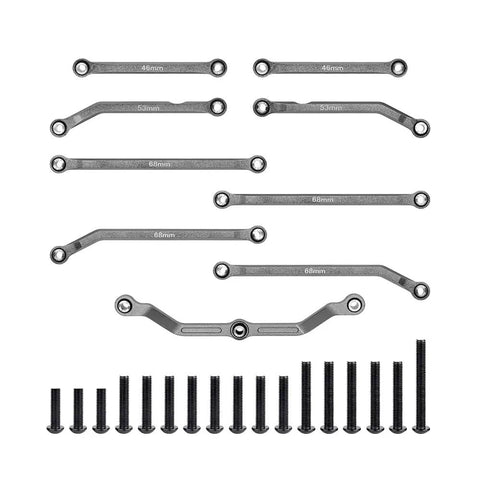 High Clearance Aluminum Steering Linkage Set for TRX4M 1 18 RC Crawler Upgrades Navy Blue CNC Machined 6061 T6 Aluminum For Lightweight Strength Fits Bronco And Defender TRX4M Stainless Ball Joint Improves Ground Clearance And Steering. 8-link set with screws