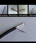 Four-step process of wire handling by Automatic Cable Wire Twister With Three Brush Untwisting System, Auto Adjustable 5 To 60 mm Wire Separation And Twisting Tool, Peeling, Stripping And Cutting For Fast, Clean Harness Wiring Pro Grade Time Saver
