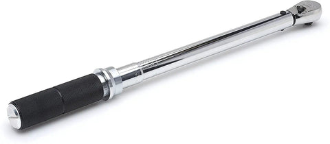 Beefy 3/8 Inch Drive Micrometer Torque Wrench With Teardrop Head, Adjustable 10 To 100 Ft-Lbs, black grip handle, chrome finish