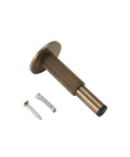 Heavy Duty Brass Door Stopper With Knurled Texture For Floor Wall Mount, Solid Metal Bumper with screws for secure attachment.