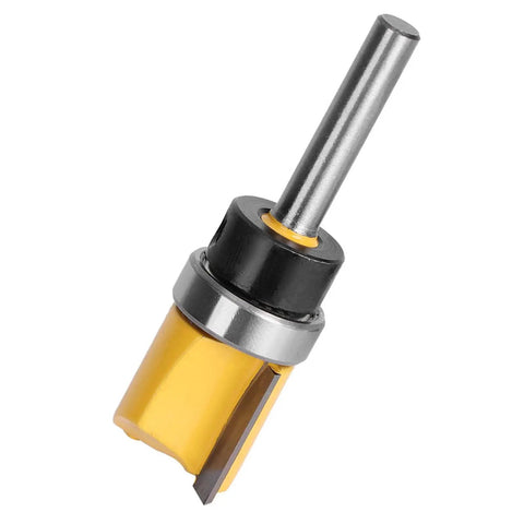 Top Notch 6mm Shank Flush Trim Router Bit Made From Tough Carbon Steel For Sleek Woodworking Cuts On Wardrobe Doors And Perfect Slotting Jobs That Get The Job Done Right Every Single Time, showing a close-up view of the bit.