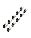 Badass Stainless Steel Brake Line Clips With Durable Neoprene Cushions Fight Rust Salt Buildup Clamp Fuel Lines Cables Vise Action Grip Quick Swap Rigid 10 Piece Set, shown in a row.