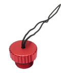Red aviation aluminum plug protector cap for scuba tanks DIN valve cover with black cord, heavy duty regulator guard 6061 aluminum.