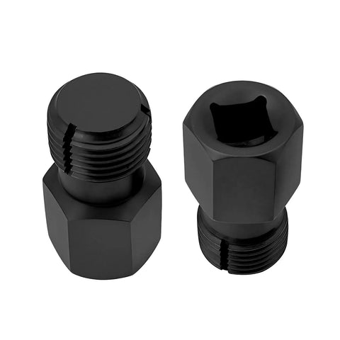2-pack black metal oxygen sensor thread chasers with M18×1.5 and M12×1.25 threads for 3/8 in drive