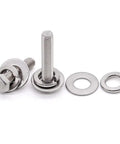 304 Stainless Steel Flat Washers and Lock Washers Set Built to Last, 100 Pcs Total shown with bolts, flat and lock washers